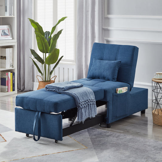 Living Room Bed Room Furniture with Blue Linen Fabric Recliner Chair